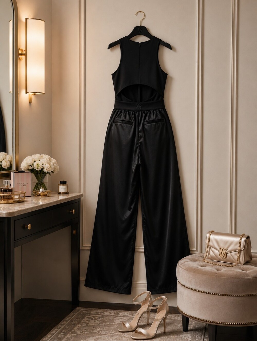 Victoria’s Secret Effortless Chic Jumpsuit | Black Satin Finish | XL - Picture 2 of 10